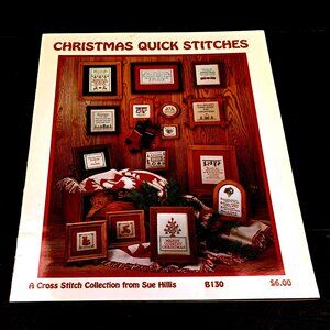 Christmas Quick Stitches Cross Stitch Sue Hillis Designs 7.5x9 Inch Fabric Vtg